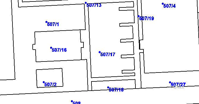 Parcela st. 507/17 v KÚ Štýřice, Katastrální mapa