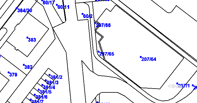Parcela st. 207/65 v KÚ Štýřice, Katastrální mapa