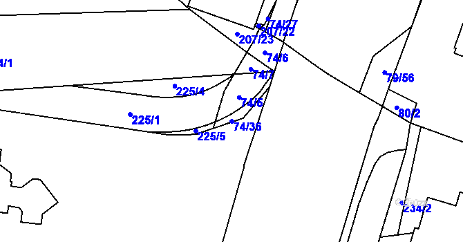 Parcela st. 74/36 v KÚ Štýřice, Katastrální mapa