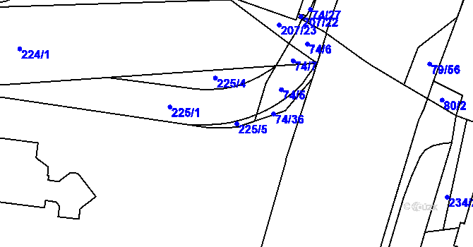 Parcela st. 225/5 v KÚ Štýřice, Katastrální mapa
