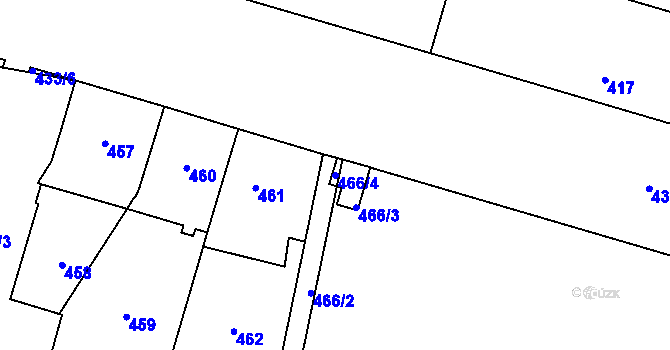 Parcela st. 466/4 v KÚ Štýřice, Katastrální mapa