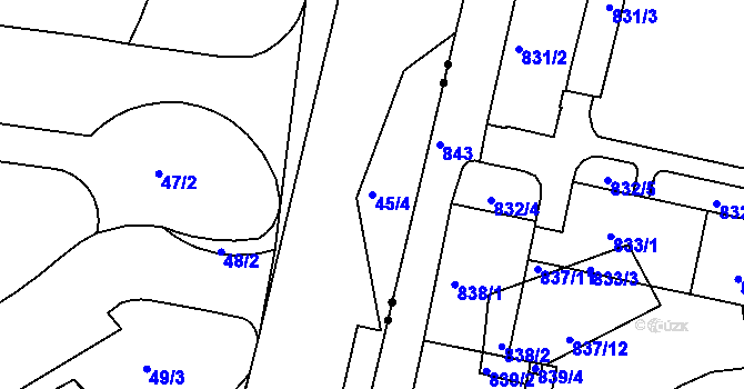 Parcela st. 45/4 v KÚ Pisárky, Katastrální mapa