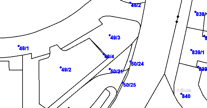 Parcela st. 49/4 v KÚ Pisárky, Katastrální mapa