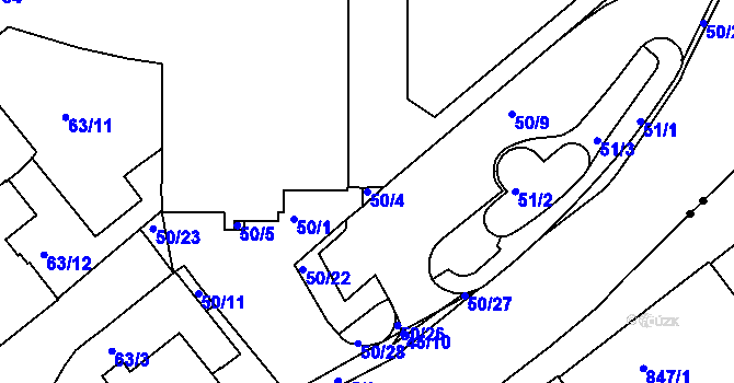 Parcela st. 50/4 v KÚ Pisárky, Katastrální mapa