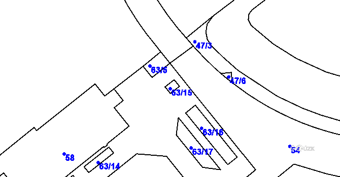 Parcela st. 63/15 v KÚ Pisárky, Katastrální mapa