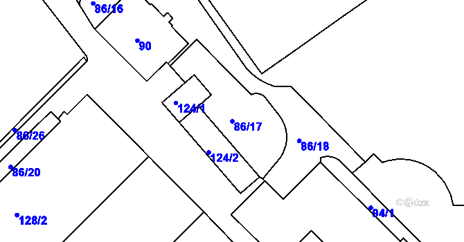 Parcela st. 86/17 v KÚ Pisárky, Katastrální mapa