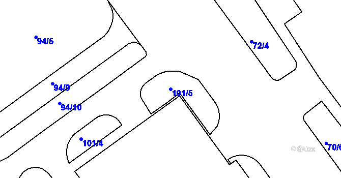Parcela st. 101/5 v KÚ Pisárky, Katastrální mapa