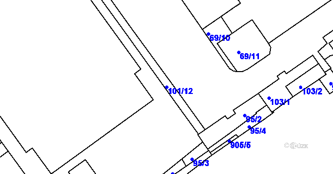 Parcela st. 101/12 v KÚ Pisárky, Katastrální mapa