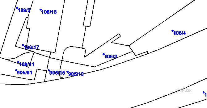 Parcela st. 106/3 v KÚ Pisárky, Katastrální mapa