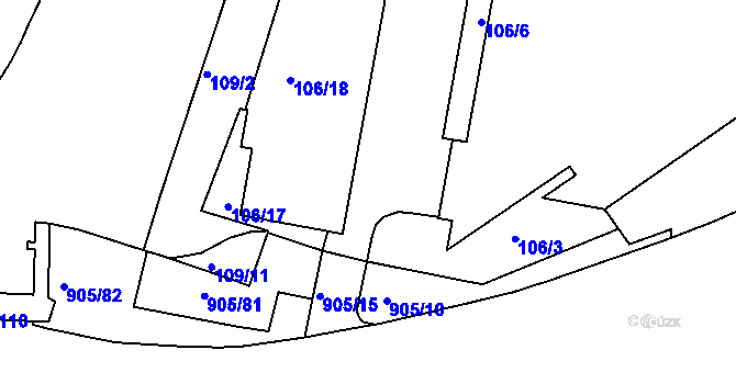 Parcela st. 106/16 v KÚ Pisárky, Katastrální mapa