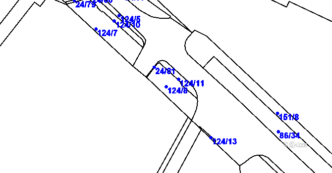 Parcela st. 124/8 v KÚ Pisárky, Katastrální mapa