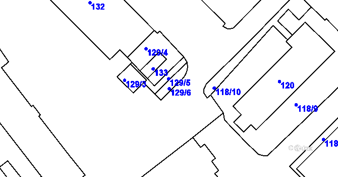 Parcela st. 129/6 v KÚ Pisárky, Katastrální mapa