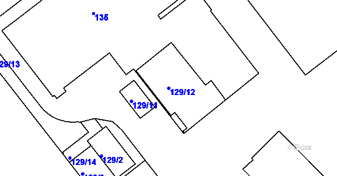 Parcela st. 129/12 v KÚ Pisárky, Katastrální mapa