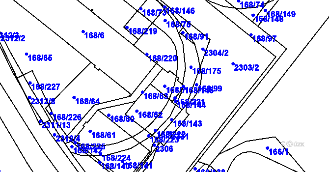 Parcela st. 168/7 v KÚ Pisárky, Katastrální mapa
