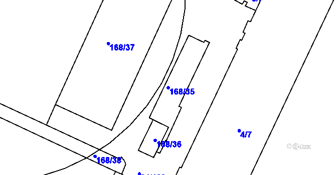 Parcela st. 168/35 v KÚ Pisárky, Katastrální mapa