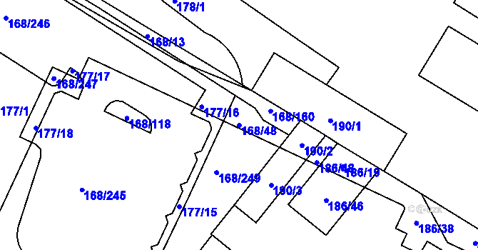Parcela st. 168/48 v KÚ Pisárky, Katastrální mapa