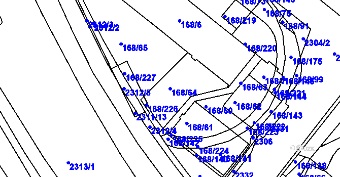 Parcela st. 168/64 v KÚ Pisárky, Katastrální mapa