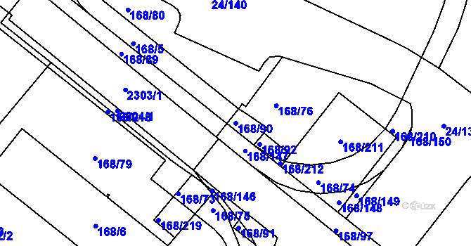 Parcela st. 168/90 v KÚ Pisárky, Katastrální mapa