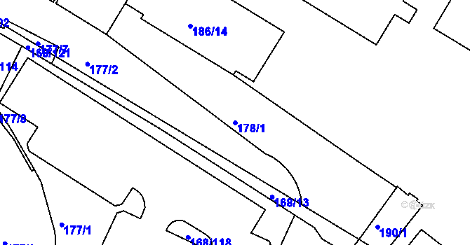 Parcela st. 178/1 v KÚ Pisárky, Katastrální mapa