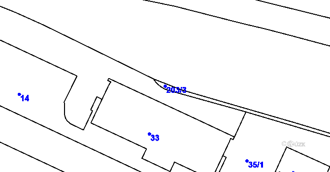 Parcela st. 203/3 v KÚ Pisárky, Katastrální mapa