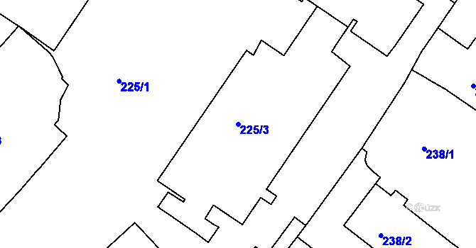 Parcela st. 225/3 v KÚ Pisárky, Katastrální mapa