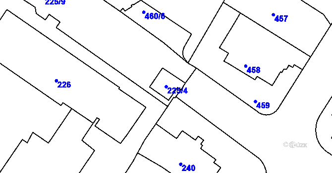 Parcela st. 225/4 v KÚ Pisárky, Katastrální mapa
