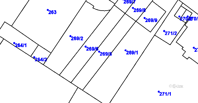Parcela st. 269/5 v KÚ Pisárky, Katastrální mapa