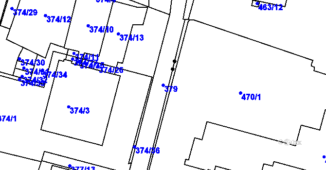 Parcela st. 379 v KÚ Pisárky, Katastrální mapa