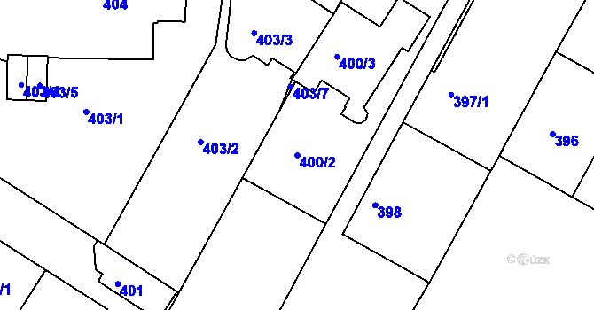 Parcela st. 400/2 v KÚ Pisárky, Katastrální mapa