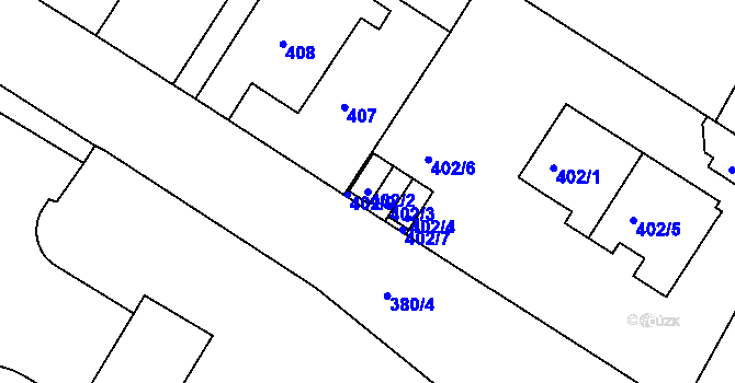 Parcela st. 402/2 v KÚ Pisárky, Katastrální mapa