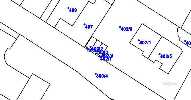 Parcela st. 402/3 v KÚ Pisárky, Katastrální mapa