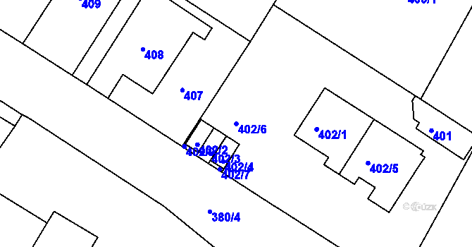 Parcela st. 402/6 v KÚ Pisárky, Katastrální mapa