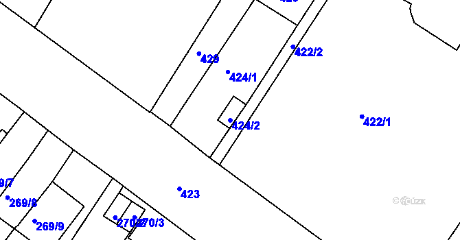 Parcela st. 424/2 v KÚ Pisárky, Katastrální mapa