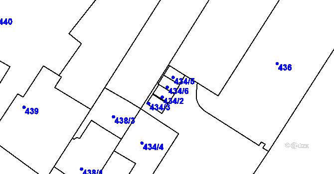 Parcela st. 434/6 v KÚ Pisárky, Katastrální mapa