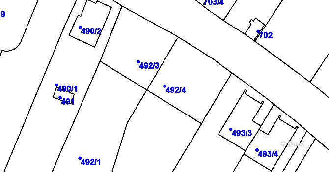 Parcela st. 492/4 v KÚ Pisárky, Katastrální mapa