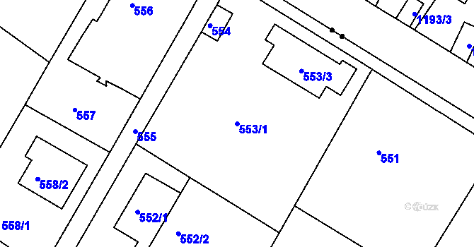 Parcela st. 553/1 v KÚ Pisárky, Katastrální mapa