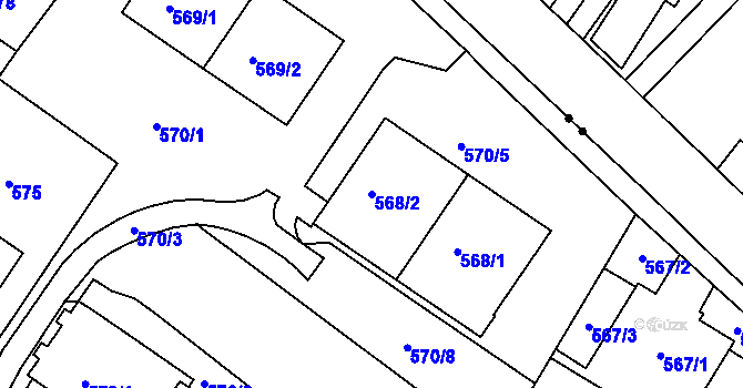 Parcela st. 568/2 v KÚ Pisárky, Katastrální mapa