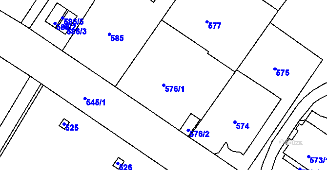 Parcela st. 576/1 v KÚ Pisárky, Katastrální mapa