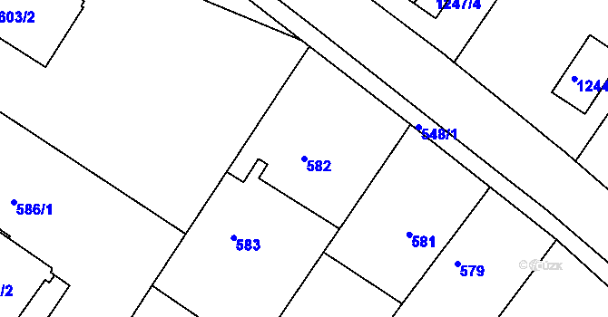 Parcela st. 582 v KÚ Pisárky, Katastrální mapa