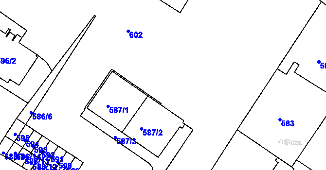 Parcela st. 586/1 v KÚ Pisárky, Katastrální mapa