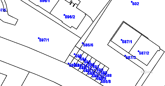 Parcela st. 586/6 v KÚ Pisárky, Katastrální mapa