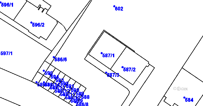 Parcela st. 587/1 v KÚ Pisárky, Katastrální mapa