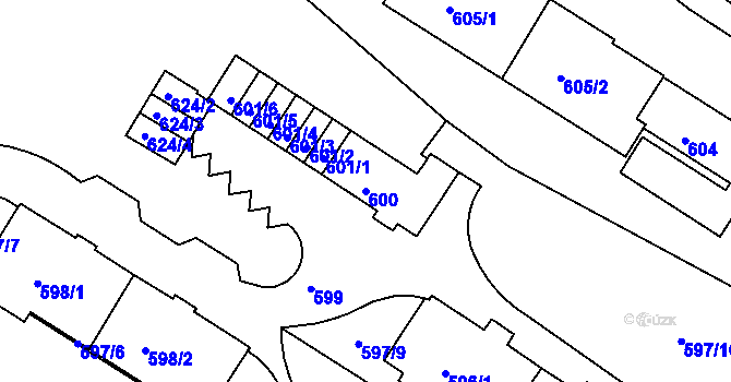 Parcela st. 600 v KÚ Pisárky, Katastrální mapa