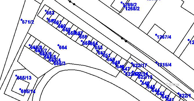 Parcela st. 652 v KÚ Pisárky, Katastrální mapa