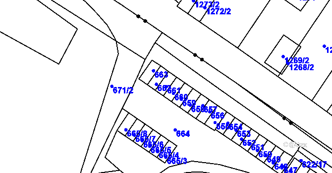 Parcela st. 661 v KÚ Pisárky, Katastrální mapa