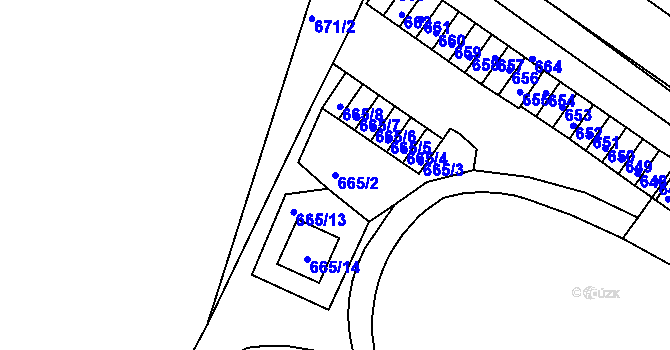 Parcela st. 665/2 v KÚ Pisárky, Katastrální mapa