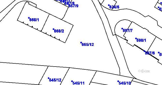 Parcela st. 665/12 v KÚ Pisárky, Katastrální mapa