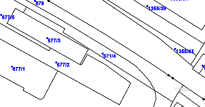 Parcela st. 671/4 v KÚ Pisárky, Katastrální mapa