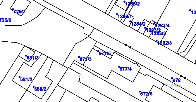 Parcela st. 671/5 v KÚ Pisárky, Katastrální mapa