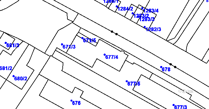 Parcela st. 677/4 v KÚ Pisárky, Katastrální mapa